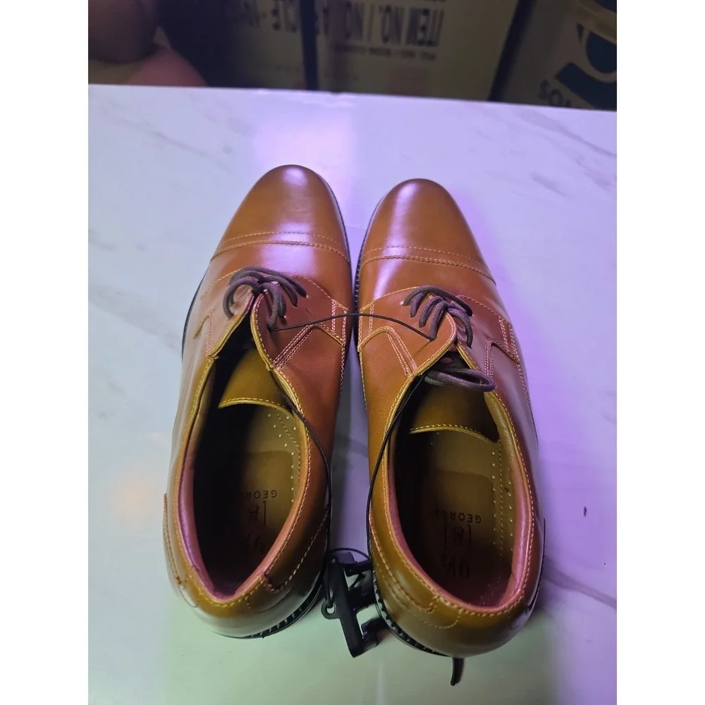 NEW George Branford Brown Oxford Dress Shoes Men Size 9.5